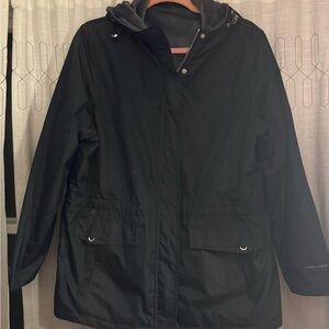 Free Country Black reversible Raincoat & Faux Fur Zip & Button Women’s Jacket